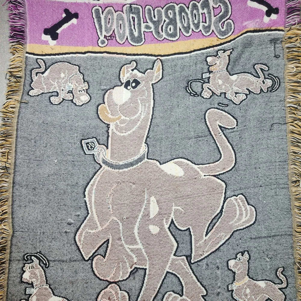 Scooby-Doo Woven Tapestry Throw Blanket Unisex OS Tan Good Vintage Fringed 90s